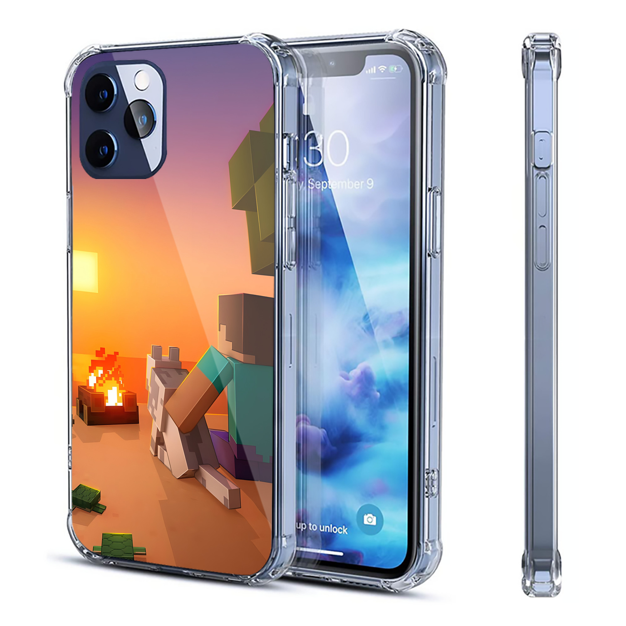 （画像用） マインクラフト ブロックの世界 Minecraft MC Block world 【iPhone 12シリーズ対応】透明スマホケース（クリアソフトケース）